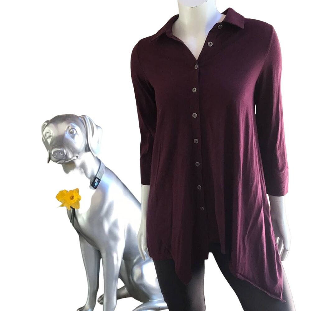 Soft Surroundings Trapeze Button Down Long Sleeve Purple Shirt Women's Size XS